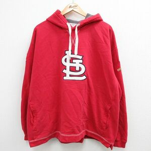 XL/古着 マジェスティック 長袖 スウェット パーカー メンズ 00s MLB セントルイスカージナルス 赤 レッド メジャーリーグ ベースボー