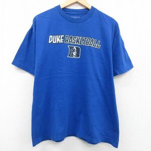 XL/古着 CHAMPS 半袖 Tシャツ メンズ DUKE バスケットボール コットン クルーネック 青 ブルー 23aug23 中古