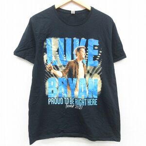 L/古着 半袖 ロック バンド Tシャツ メンズ ルークブライアン ディランスコット コットン クルーネック 黒 ブラック 23mar18 中古