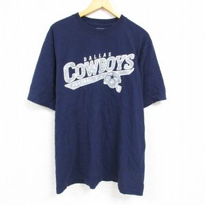 XL/古着 半袖 Tシャツ メンズ NFL ダラスカウボーイズ コットン クルーネック 紺 ネイビー アメフト スーパーボウル 23apr01 中古