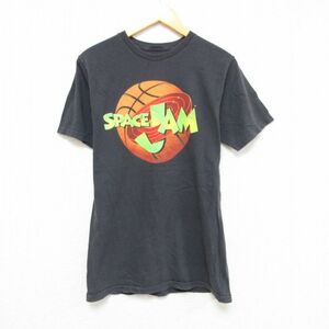 M/古着 半袖 Tシャツ メンズ スペースジャム ルーニーテューンズ LOONEY TUNES バスケットボール コットン クルーネック グレー 23apr0