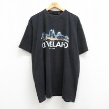 XL/古着 半袖 ビンテージ Tシャツ メンズ 00s クリーブランド ビル 大きいサイズ コットン クルーネック 黒 ブラック 23aug24 中古_画像1