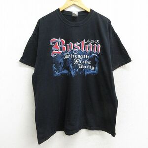 XL/古着 半袖 Tシャツ メンズ ボストン マラソン ビル 大きいサイズ コットン クルーネック 黒 ブラック 23mar25 中古