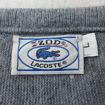 L/古着 ラコステ LACOSTE IZOD 長袖 ブランド セーター メンズ 90s ワンポイントロゴ Vネック グレー 23dec09 中古 ニット トップス_画像3