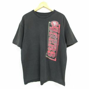 XL/古着 半袖 Tシャツ メンズ NFL サンフランシスコフォーティーナイナーズ 49ers コットン クルーネック 黒 ブラック アメフト スーパ