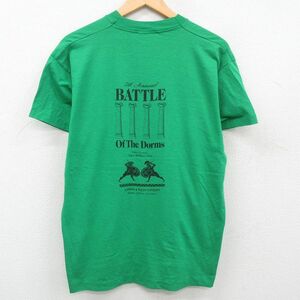 XL/古着 半袖 ビンテージ Tシャツ メンズ 80s BATTLE 騎士 クルーネック 緑 グリーン 23jul26 中古