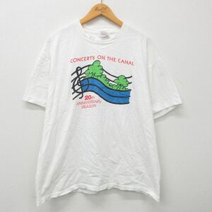 XL/古着 ヘインズ 半袖 ビンテージ Tシャツ メンズ 00s CANAL 音符 大きいサイズ コットン クルーネック 白 ホワイト 23mar17 中古