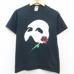 M/古着 半袖 ビンテージ Tシャツ メンズ 00s ミュージカル オペラ座の怪人 コットン クルーネック 黒 ブラック spe 23apr21 中古