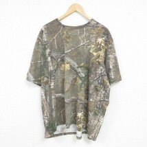 XL/古着 半袖 Tシャツ メンズ リアルツリー 大きいサイズ コットン クルーネック 茶 ブラウン 迷彩 23jul13 中古_画像1