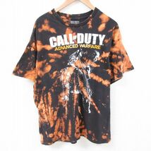 XL/古着 半袖 Tシャツ メンズ ゲーム コールオブデューティー コットン クルーネック 黒 ブラック ブリーチ加工 23aug02 中古_画像1