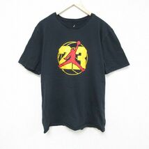 XL/古着 半袖 Tシャツ メンズ マイケルジョーダン エアジョーダン コットン クルーネック 黒 ブラック 23sep07 中古_画像1