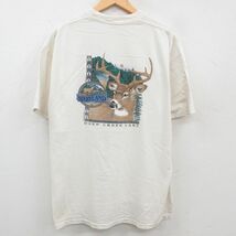 XL/古着 半袖 ビンテージ Tシャツ メンズ 90s シカ メリーランド 大きいサイズ コットン クルーネック 生成り 23jul27 中古_画像1