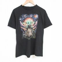 L/古着 半袖 Tシャツ メンズ ドラマ スターウォーズ STAR WARS マンダロリアン ザチャイルド グローグー 星月夜 コットン クルーネック_画像1