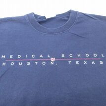 XL/古着 長袖 Tシャツ メンズ 90s MEDICAL 学校 ヒューストン テキサス コットン クルーネック 紺 ネイビー 23jul17 中古_画像2