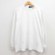 XL/古着 アメリカンイーグル 長袖 ビンテージ Tシャツ メンズ 90s 無地 コットン モックネック ハイネック 白 ホワイト 23jan25 中古_画像1