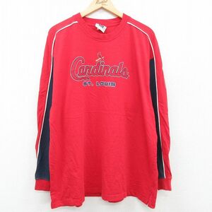 XL/古着 リー Lee 長袖 ビンテージ Tシャツ メンズ 00s MLB セントルイスカージナルス 大きいサイズ ラグラン クルーネック 赤他 レッ