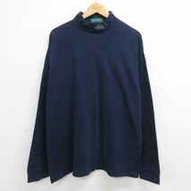 XL/古着 長袖 ビンテージ Tシャツ メンズ 90s フォード 大きいサイズ コットン タートルネック ハイネック 紺 ネイビー 23sep22 中古_画像1