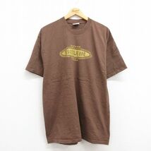 XL/古着 半袖 ビンテージ Tシャツ メンズ 00s ダラス テキサス PEGGY SVE BBQ コットン クルーネック 茶 ブラウン 23aug24 中古_画像1