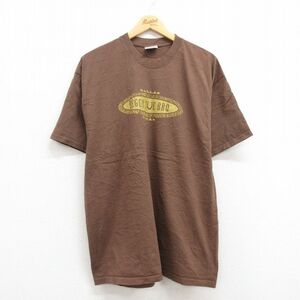 XL/古着 半袖 ビンテージ Tシャツ メンズ 00s ダラス テキサス PEGGY SVE BBQ コットン クルーネック 茶 ブラウン 23aug24 中古