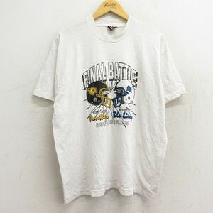 XL/古着 半袖 ビンテージ Tシャツ メンズ 90s フットボール マイアミトレースパンサーズ ワシントンブルーライオンズ クルーネック 白