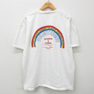 XL/古着 半袖 ビンテージ Tシャツ メンズ 90s ボランティア 虹 大きいサイズ クルーネック 白 ホワイト 23mar16 中古