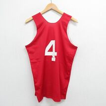 L/古着 チャンピオン champion ビンテージ タンクトップ メンズ 80s バスケ リバーシブル メッシュ地 クルーネック 赤 レッド ユニフォ_画像3