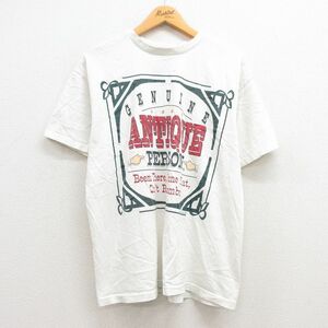 L/古着 半袖 ビンテージ Tシャツ メンズ 90s ANTIQUE コットン クルーネック 白 ホワイト 23mar03 中古