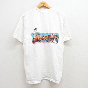 L/古着 半袖 ビンテージ Tシャツ メンズ 00s FARRELLY BROS コットン クルーネック 白 ホワイト 23mar03 中古