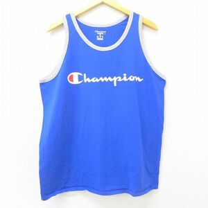 L/古着 チャンピオン champion タンクトップ メンズ ビッグロゴ クルーネック 青他 ブルー 22jun03 中古