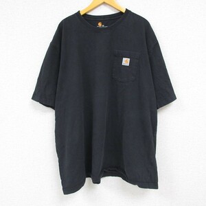 XL/古着 カーハート Carhartt 半袖 ブランド Tシャツ メンズ 胸ポケット付き 大きいサイズ コットン クルーネック 黒 ブラック 23apr22