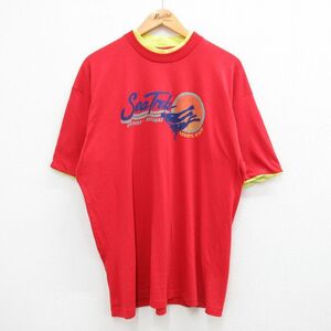 XL/古着 半袖 ビンテージ Tシャツ メンズ 90s バハマ ココケイ ダイビング 大きいサイズ クルーネック 赤 レッド spe 23aug19 中古