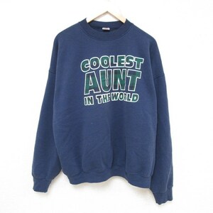 XL/古着 フルーツオブザルーム 長袖 スウェット メンズ 90s COOLEST 大きいサイズ クルーネック 紺 ネイビー 23dec22 中古 スエット ト