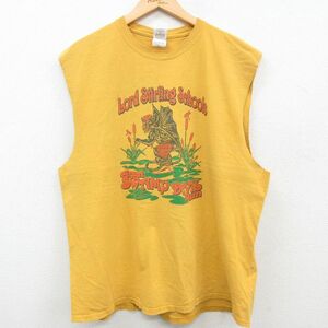 XL/古着 ビンテージ ノースリーブ Tシャツ メンズ 00s GREAT SWAMP DEVIL RUN 大きいサイズ コットン クルーネック 黄 イエロー 23aug3