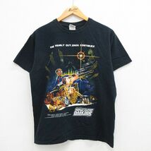 M/古着 半袖 ビンテージ Tシャツ メンズ 00s アニメ ファミリーガイ グリフィン コットン クルーネック 黒 ブラック 23mar29 中古_画像2