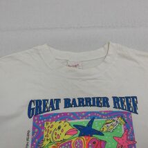 L/古着 半袖 ビンテージ Tシャツ メンズ 00s グレートバリアリーフ 魚 コットン クルーネック 白 ホワイト 23mar17 中古_画像4