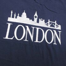 XL/古着 半袖 ビンテージ Tシャツ メンズ 90s ロンドン 建物 刺繍 大きいサイズ コットン クルーネック 紺 ネイビー 23sep04 中古_画像2