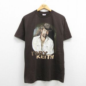 XL/古着 半袖 ビンテージ ロック バンド Tシャツ メンズ 00s トビーキース コットン クルーネック 茶 ブラウン 22may26 中古