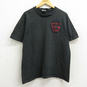 L/古着 半袖 ビンテージ Tシャツ メンズ 90s バラ レッド ローズ コットン クルーネック 黒 ブラック 23mar15 中古