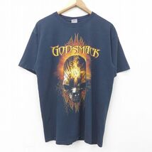 XL/古着 半袖 ビンテージ ロック バンド Tシャツ メンズ 00s ゴッドスマック コットン クルーネック 黒 ブラック 22feb28 中古_画像1