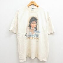 XL/古着 半袖 ビンテージ ロック バンド Tシャツ メンズ 00s ロレッタリン 大きいサイズ コットン クルーネック 生成り 23apr25 中古_画像1