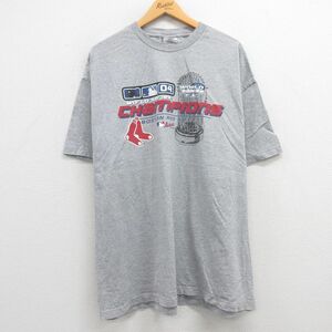 XL/古着 半袖 ビンテージ Tシャツ メンズ 00s MLB ボストンレッドソックス ワールドシリーズ 大きいサイズ クルーネック グレー 霜降り