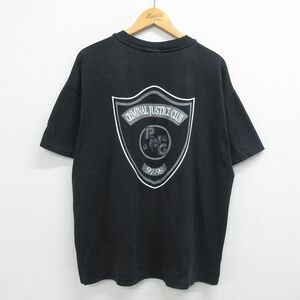 XL/古着 ヘインズ 半袖 ビンテージ Tシャツ メンズ 90s インディアン クリミナルジャスティスクラブ 大きいサイズ クルーネック 黒 ブ