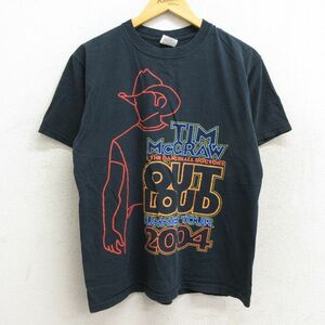 L/古着 半袖 ビンテージ ロック バンド Tシャツ メンズ 00s ティムマグロウ コットン クルーネック 紺 ネイビー 23apr08 中古