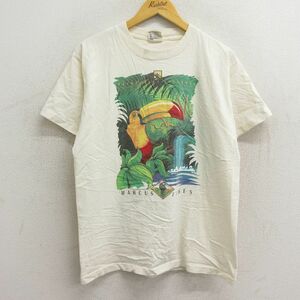 L/古着 半袖 ビンテージ Tシャツ メンズ 90s 鳥 NARCUS JAMES コットン クルーネック 生成り 23mar23 中古