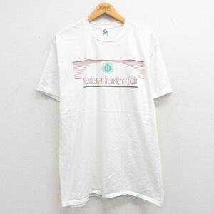 L/古着 半袖 ビンテージ ロック バンド Tシャツ メンズ 90s マンハッタントランスファー コットン クルーネック 白 ホワイト 23aug03