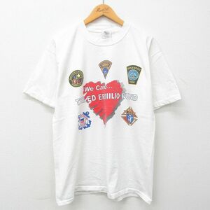 L/古着 半袖 ビンテージ Tシャツ メンズ 90s エドエルミリオ 企業広告 コットン クルーネック 白 ホワイト 23jun24 中古