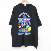 XL/古着 半袖 Tシャツ メンズ NFL ピッツバーグスティーラーズ グリーンベイパッカーズ 大きいサイズ コットン クルーネック 黒 ブラッ_画像1