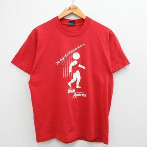 L/古着 半袖 ビンテージ Tシャツ メンズ 80s ウエイトウォッチャーズ クルーネック 赤 レッド 23jul01 中古