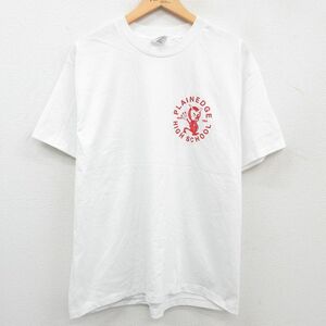 XL/古着 ヘインズ 半袖 ビンテージ Tシャツ メンズ 90s PLAINEDGE 学校 クルーネック 白 ホワイト 23jul17 中古