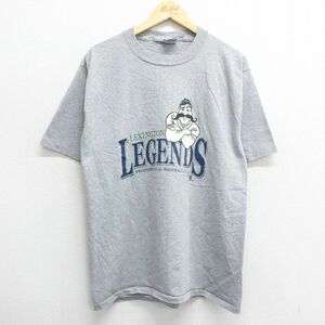 L/古着 半袖 ビンテージ Tシャツ メンズ 00s レキシントンレジェンズ 野球 クルーネック グレー 霜降り spe 23jul14 中古